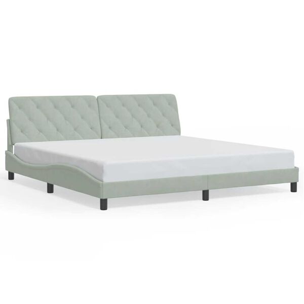 vidaXL Bed Frame with LED without Mattress Light Grey 193x203 cm Velvet