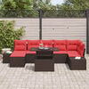 vidaXL Garden Sofa Set with Cushion 8 pcs Brown and Red Poly Rattan