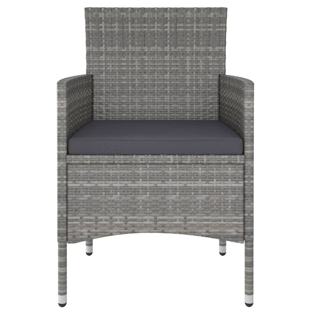 vidaXL 5 Piece Garden Bistro Set Poly Rattan and Tempered Glass Grey
