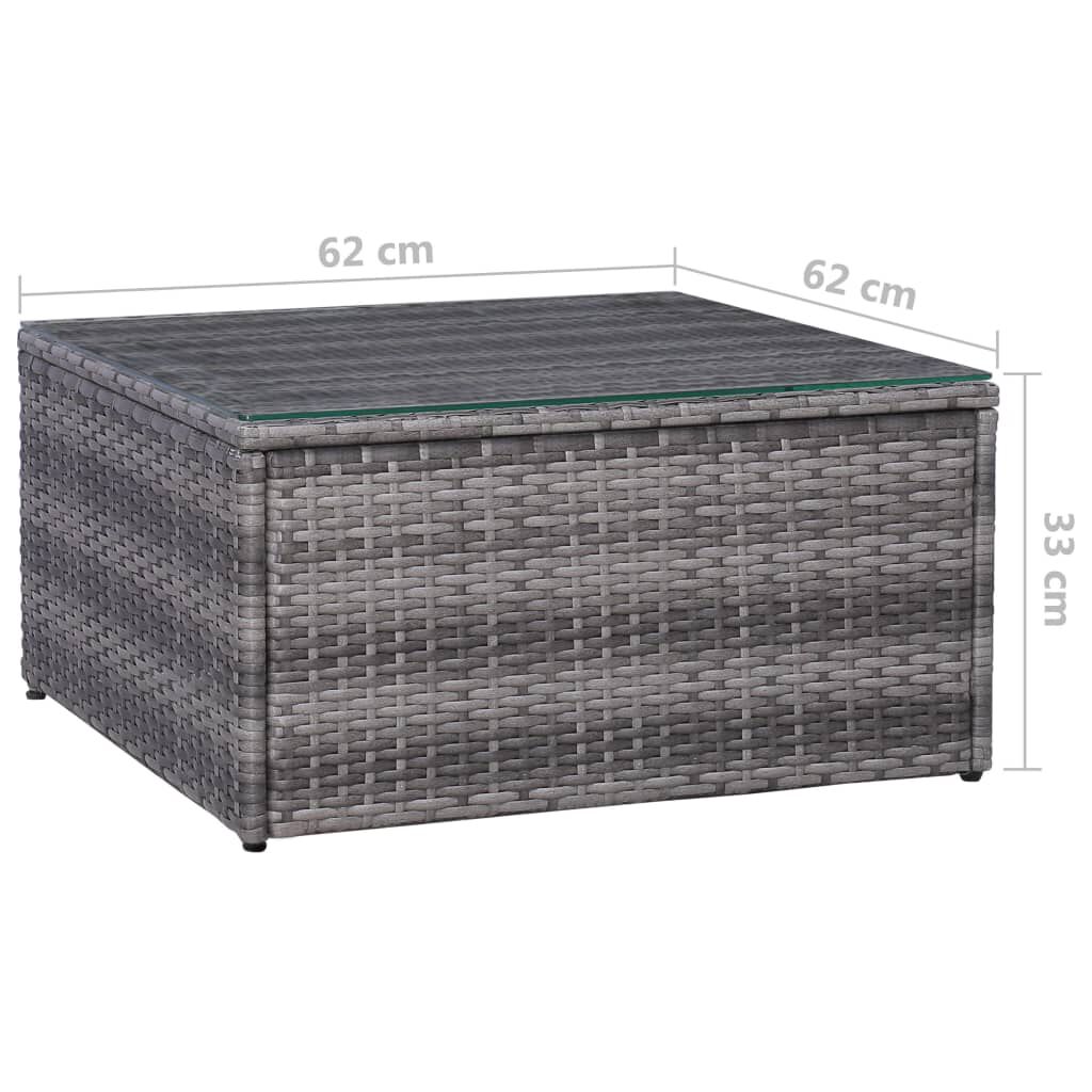 vidaXL 7 Piece Garden Lounge Set with Cushions Poly Rattan Grey