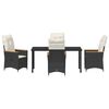 vidaXL Garden Dining Set with Cushion 5 pcs Black Poly Rattan
