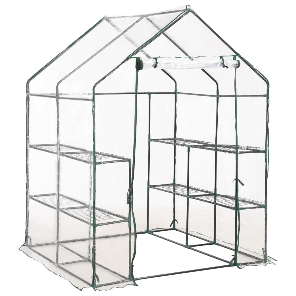 vidaXL Greenhouse with 8 Shelves 143x143x195 cm