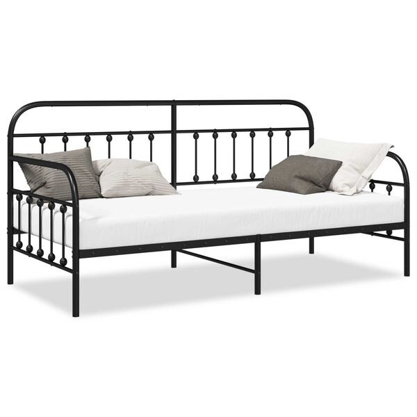 vidaXL Daybed Frame with Headboard Black 100 x 200 cm Steel