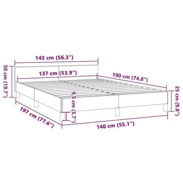 vidaXL Bed Frame without Mattress Dark Grey Double Fabric