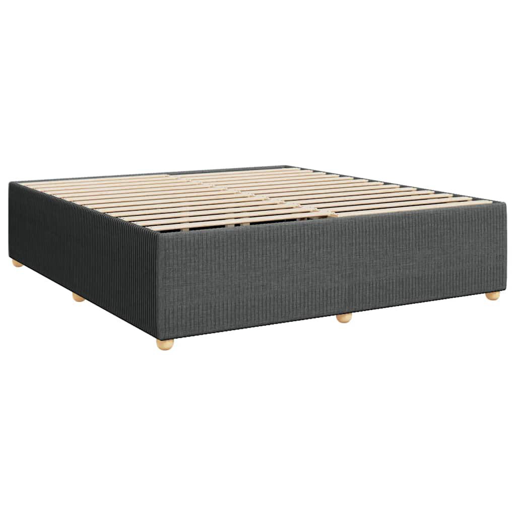 vidaXL Box Spring Bed with Mattress Dark Grey California King Fabric