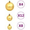 vidaXL 112 Piece Christmas Bauble Set Red / Green / Gold Polystyrene