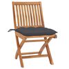 vidaXL Garden Chairs 2 pcs with Anthracite Cushions Solid Teak Wood