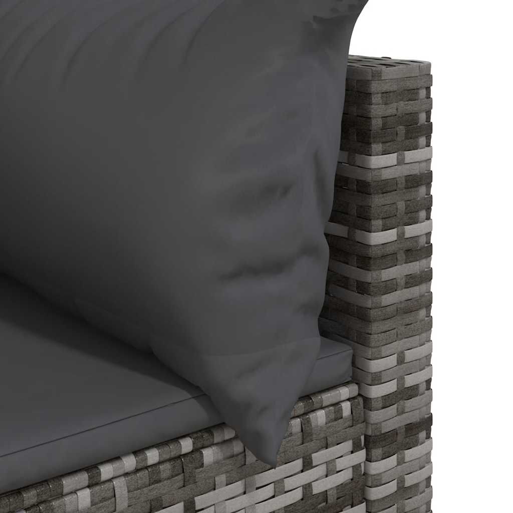 vidaXL Garden Corner Sofas with Cushions 2 pcs Grey Poly Rattan