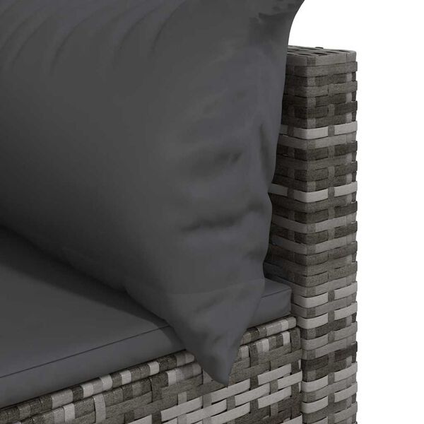 vidaXL Garden Corner Sofas with Cushions 2 pcs Grey Poly Rattan