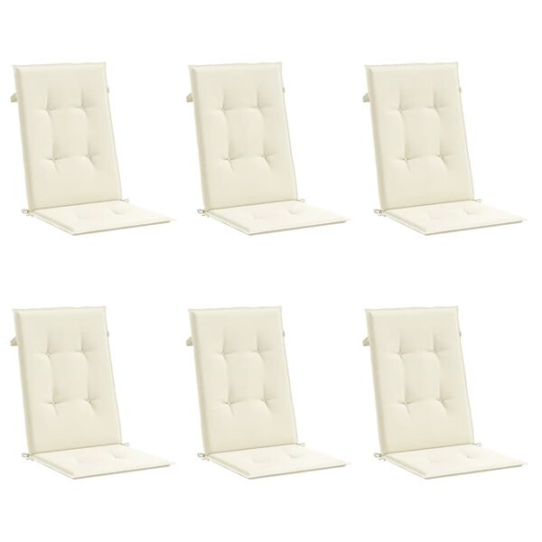 vidaXL Garden Highback Chair Cushions 6 pcs Cream 120x50x3 cm Fabric