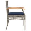 vidaXL Garden Chairs with Cushions 4 pcs Grey Poly Rattan Acacia Wood