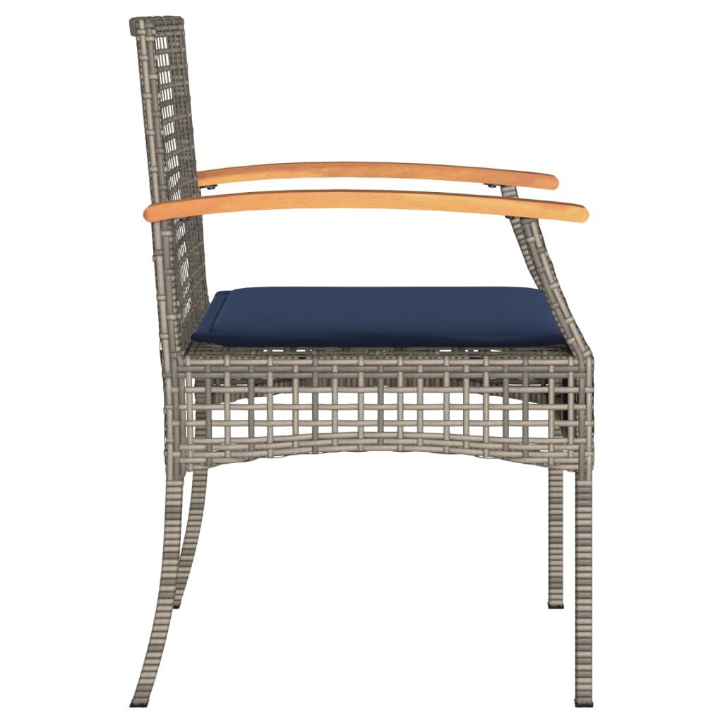vidaXL Garden Chairs with Cushions 4 pcs Grey Poly Rattan Acacia Wood