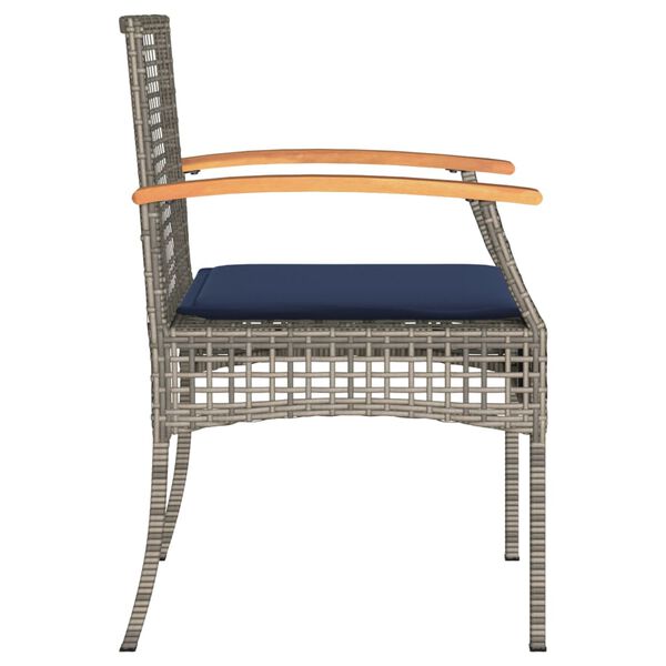 vidaXL Garden Chairs with Cushions 4 pcs Grey Poly Rattan Acacia Wood