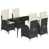vidaXL 5 Piece Garden Dining Set with Cushions Black Poly Rattan