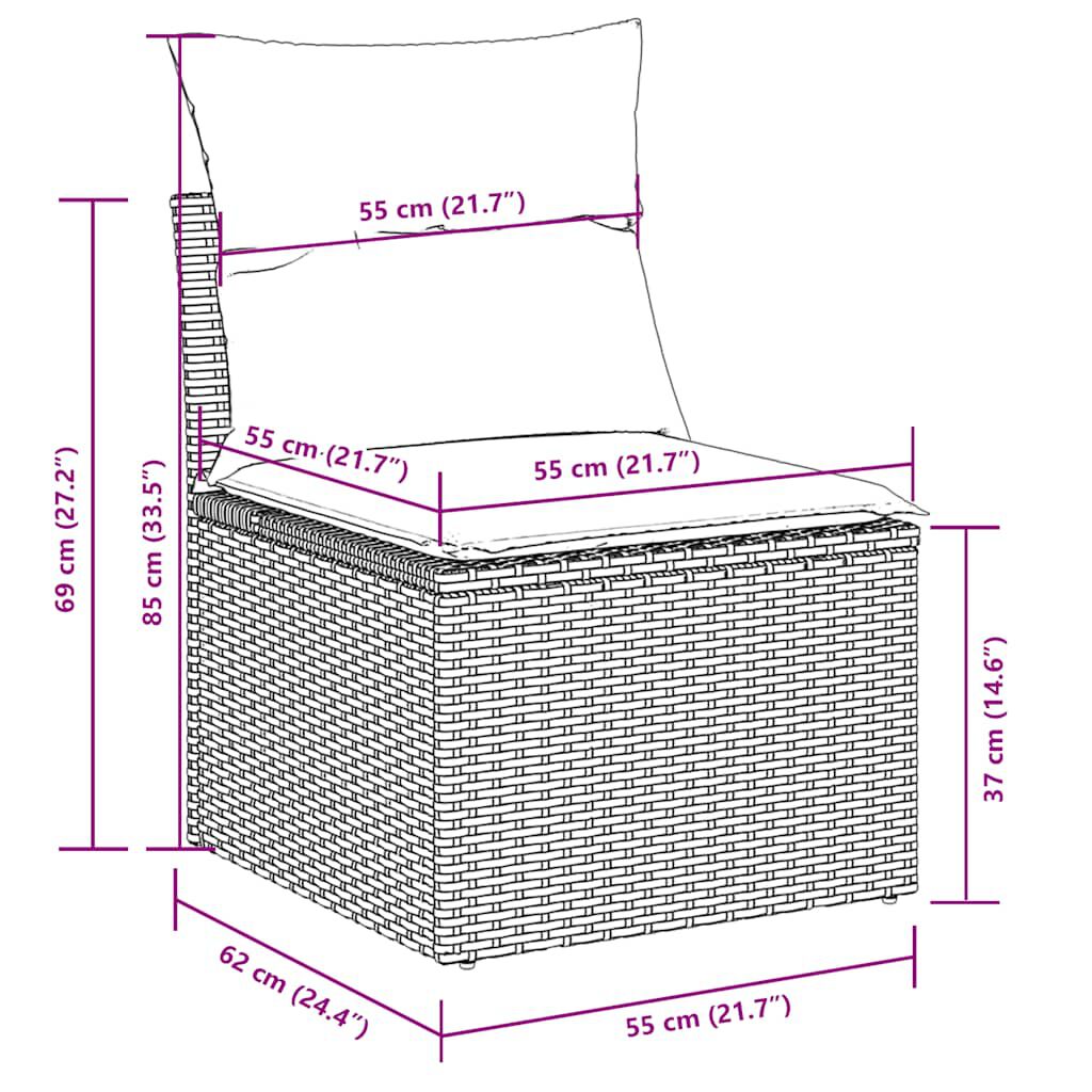 vidaXL 9 Piece Garden Sofa Set with Cushions Black Poly Rattan