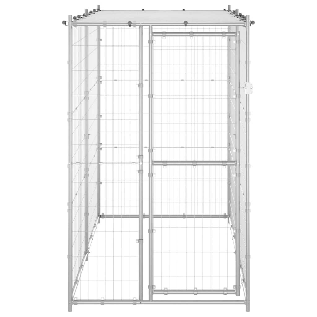vidaXL Outdoor Dog Kennel Galvanised Steel with Roof 110x220x180 cm