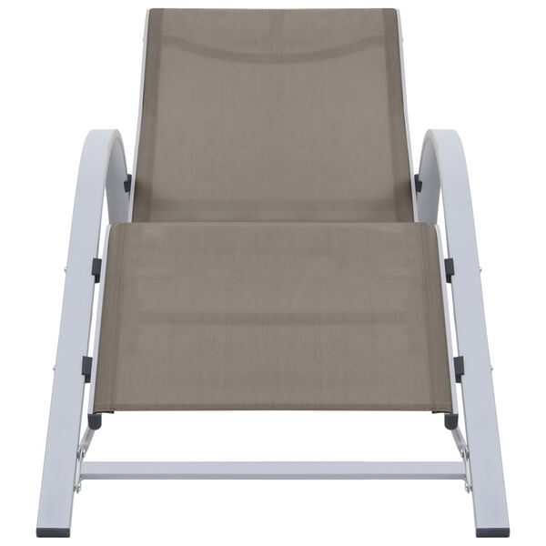 vidaXL Sun Loungers 2 pcs with Table Aluminium Taupe