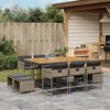 vidaXL 11 Piece Garden Dining Set with Cushions Grey Poly Rattan