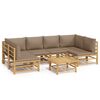 vidaXL 7 Piece Garden Lounge Set with Taupe Cushions Bamboo