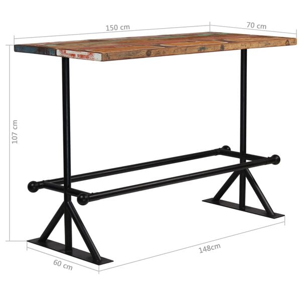 vidaXL Bar Set 7 Piece Solid Reclaimed Wood Multicolour