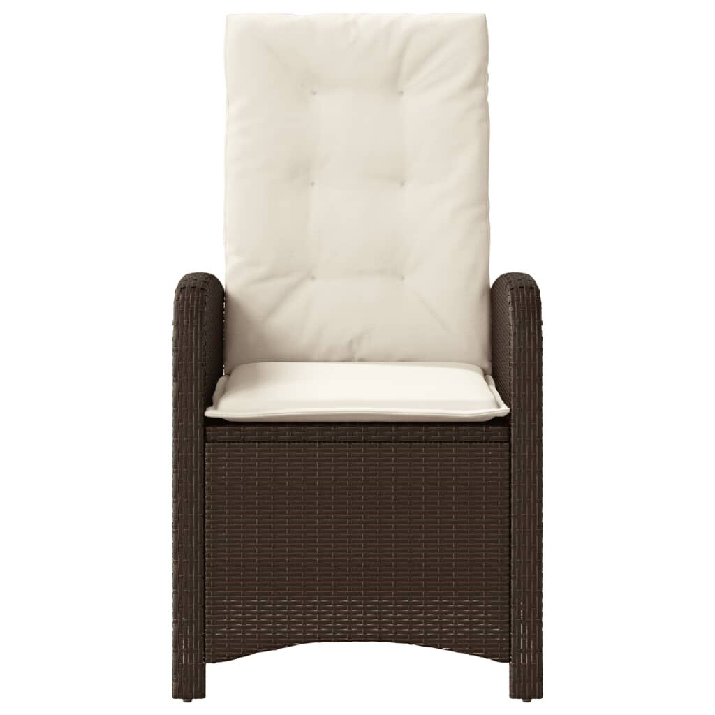 vidaXL 3 Piece Bistro Set with Cushions Brown Poly Rattan