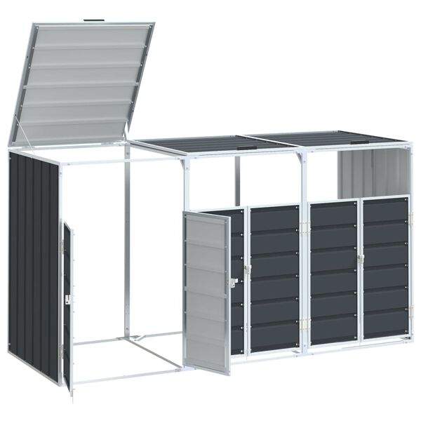 vidaXL Wheelie Bin Storage for Triple Bins Anthracite 216x81x115 cm Steel