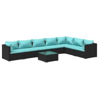 vidaXL 8 Piece Garden Lounge Set with Cushions Poly Rattan Black