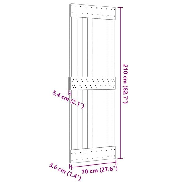 vidaXL Door NARVIK 70x210 cm Solid Wood Pine