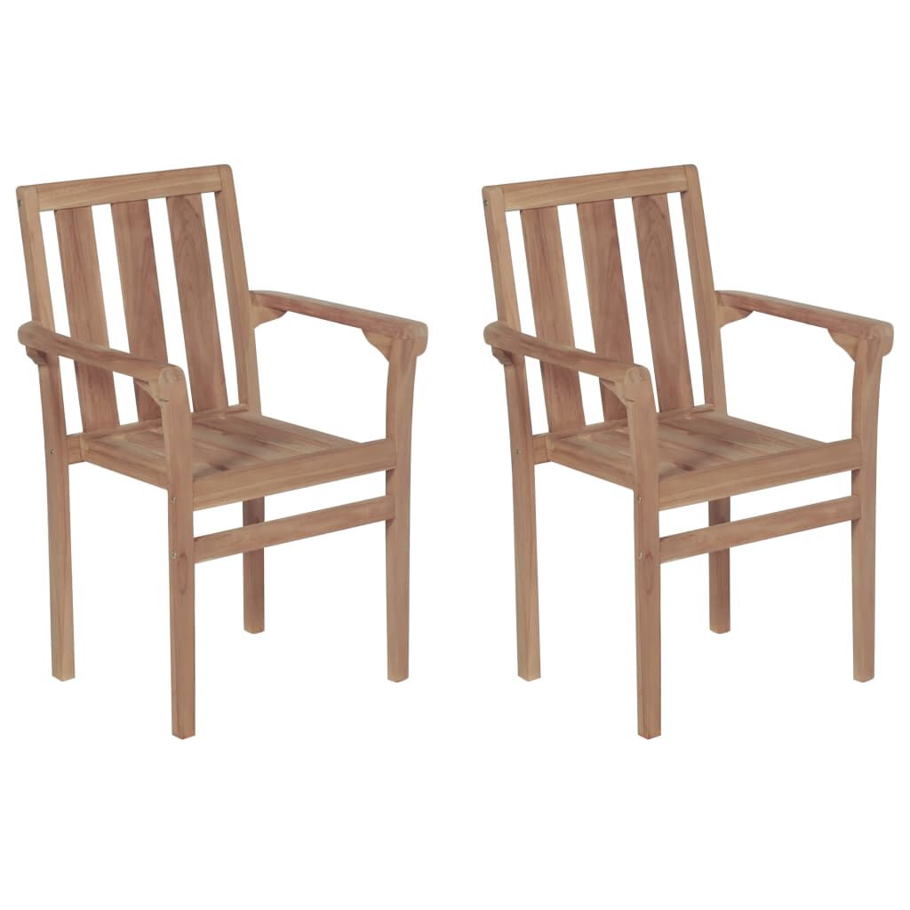 vidaXL Garden Chairs 2 pcs with Green Cushions Solid Teak Wood