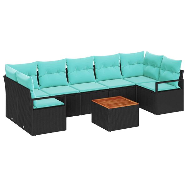 vidaXL Garden Sofa Set 8 pcs Black and turquoise