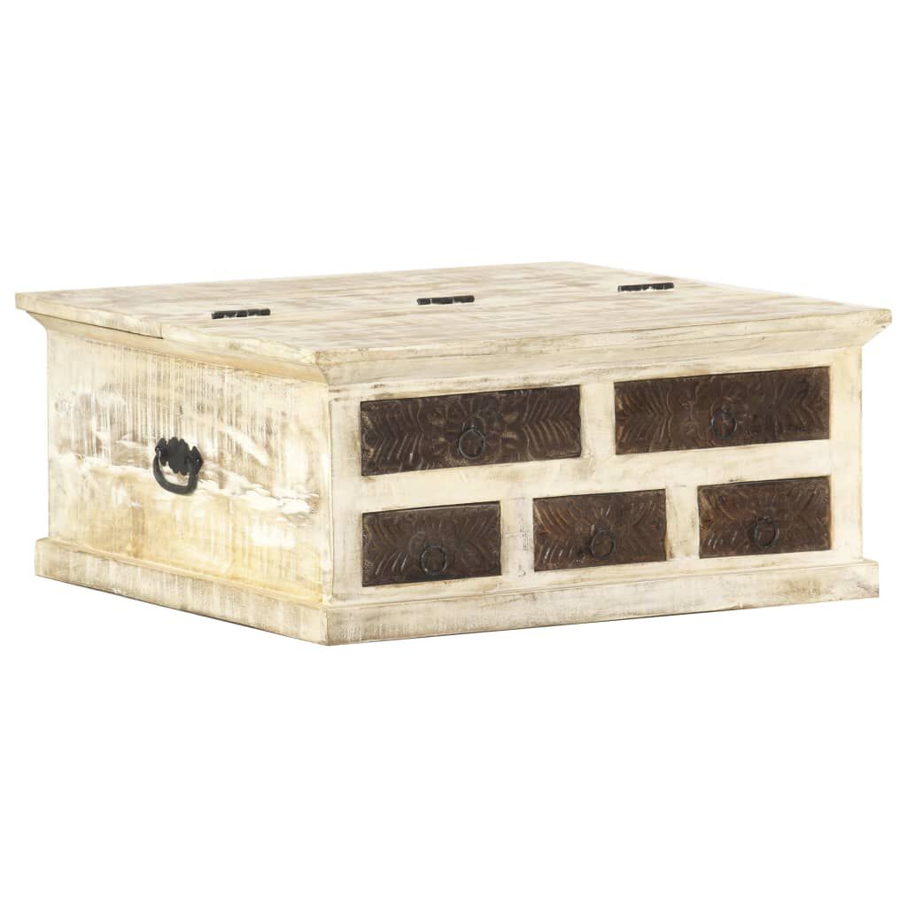 vidaXL Coffee Table White 68x68x30 cm Solid Mango Wood