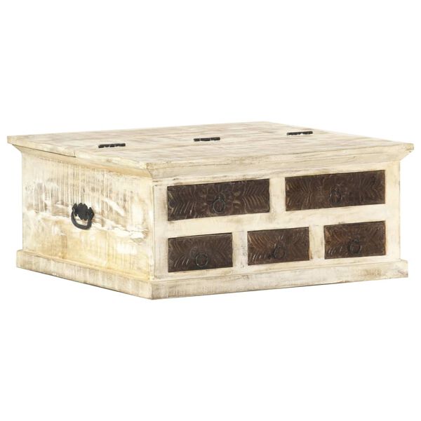 vidaXL Coffee Table White 68x68x30 cm Solid Mango Wood
