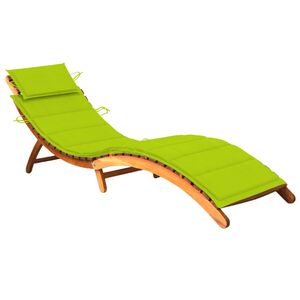 vidaXL Garden Sun Lounger with Cushion Solid Acacia Wood