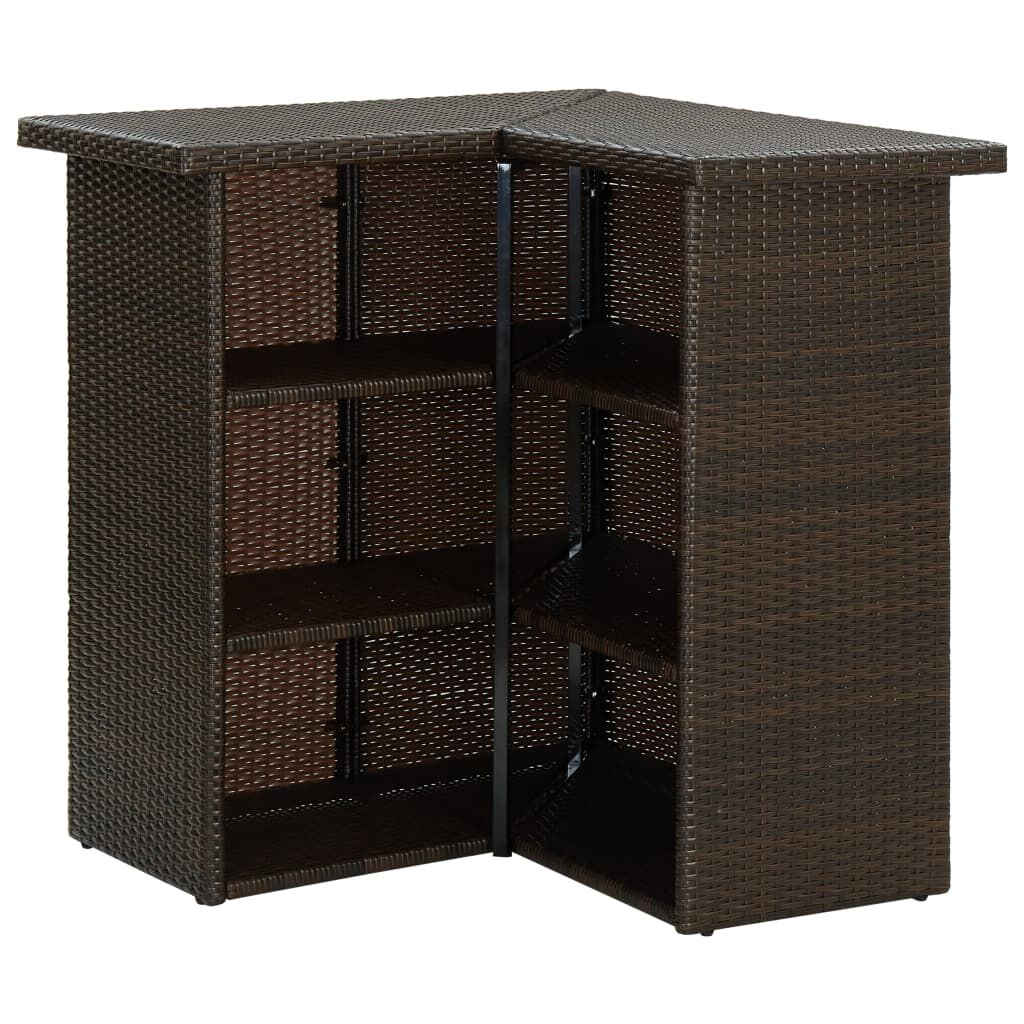 vidaXL 4 Piece Garden Bar Set with Cushions Poly Rattan Brown