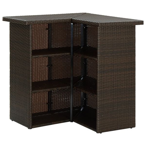vidaXL 4 Piece Garden Bar Set with Cushions Poly Rattan Brown