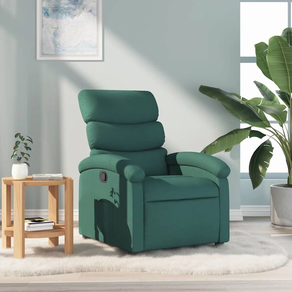 vidaXL Recliner Chair Dark Green Fabric
