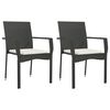 vidaXL 3 Piece Garden Dining Set with Cushions Black Poly Rattan