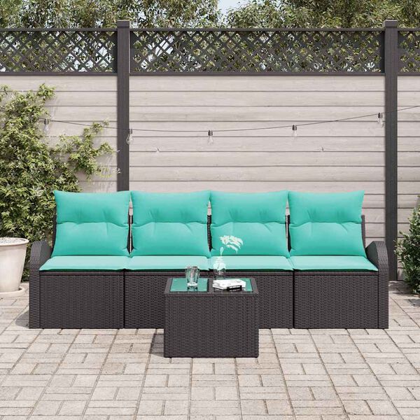 vidaXL Garden Sofa Set Black 55 x 55 x 37 cm Poly Rattan