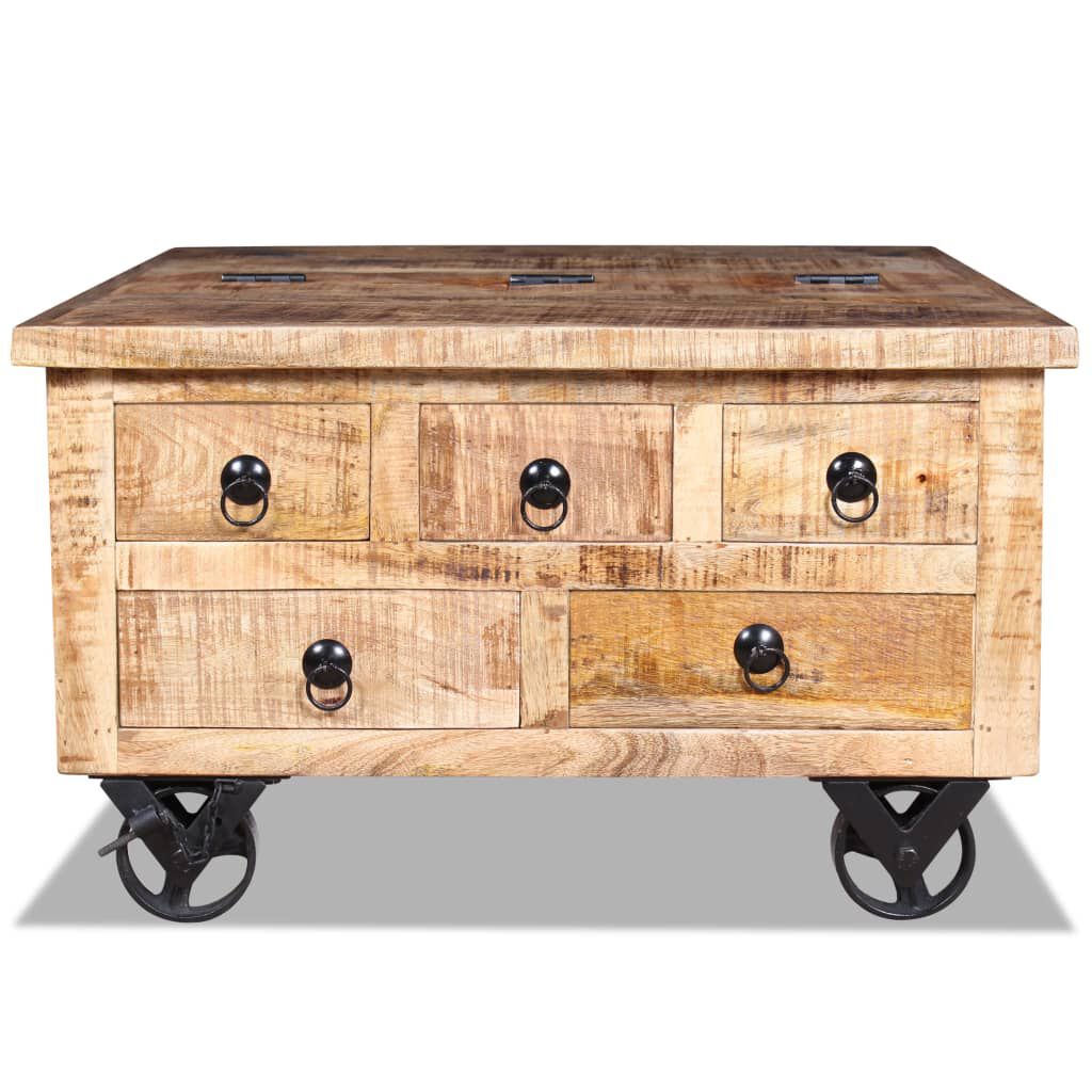 vidaXL Coffee Table Rough Mango Wood 70x70x40 cm