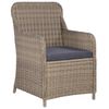 vidaXL 3 Piece Bistro Set with Cushions Poly Rattan Brown