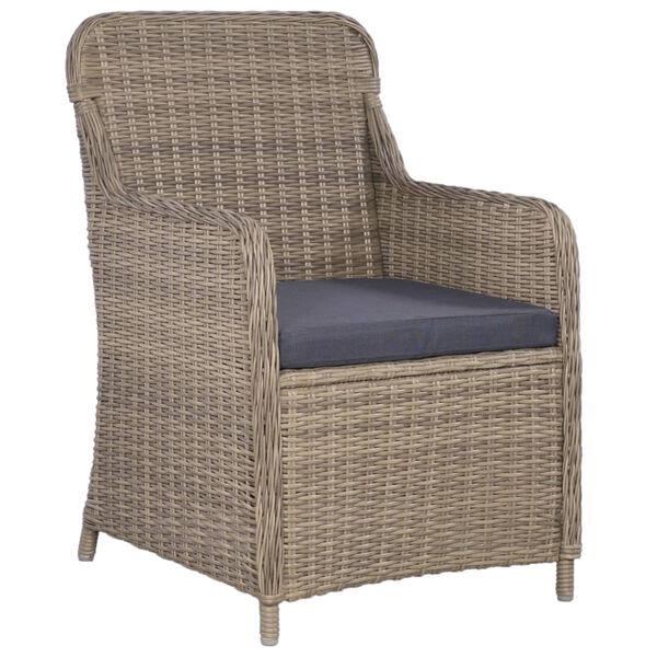 vidaXL 3 Piece Bistro Set with Cushions Poly Rattan Brown