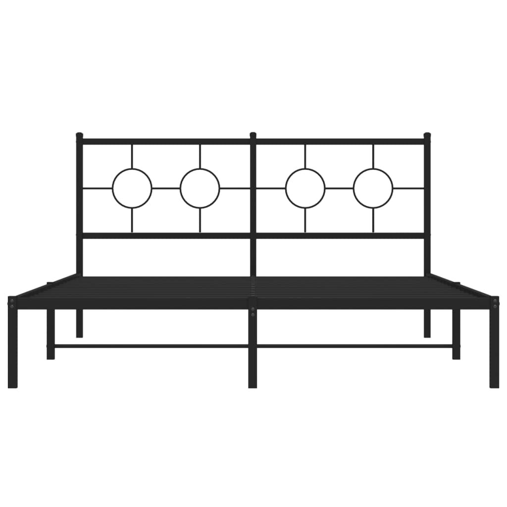 vidaXL Metal Bed Frame without Mattress with Headboard Black 150x200cm