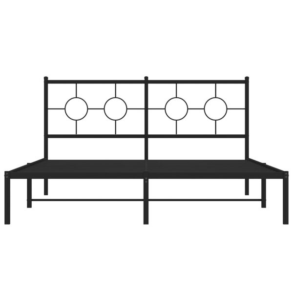 vidaXL Metal Bed Frame without Mattress with Headboard Black 150x200cm