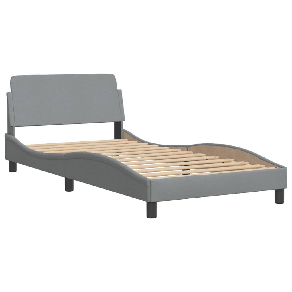 vidaXL Bed Frame with LED without Mattress Light Grey 100x190 cm Fabric