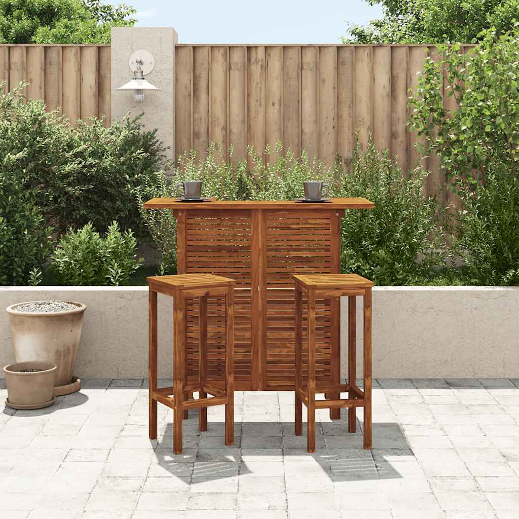 vidaXL Bar Table and Chair Set 3 Pieces Solid Acacia Wood