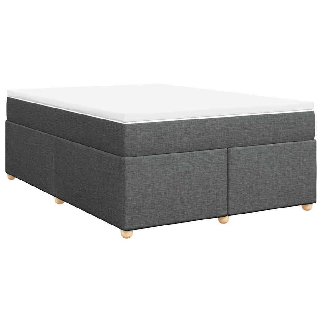 vidaXL Box Spring Bed with Mattress Dark Grey Full Fabric