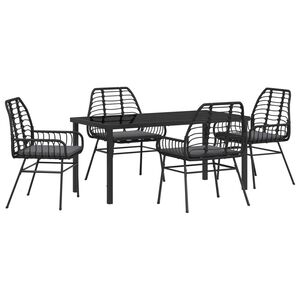 vidaXL Garden Dining Set 5 pcs Black Poly Rattan