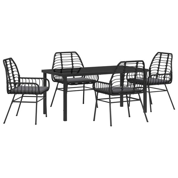 vidaXL Garden Dining Set 5 pcs Black Poly Rattan