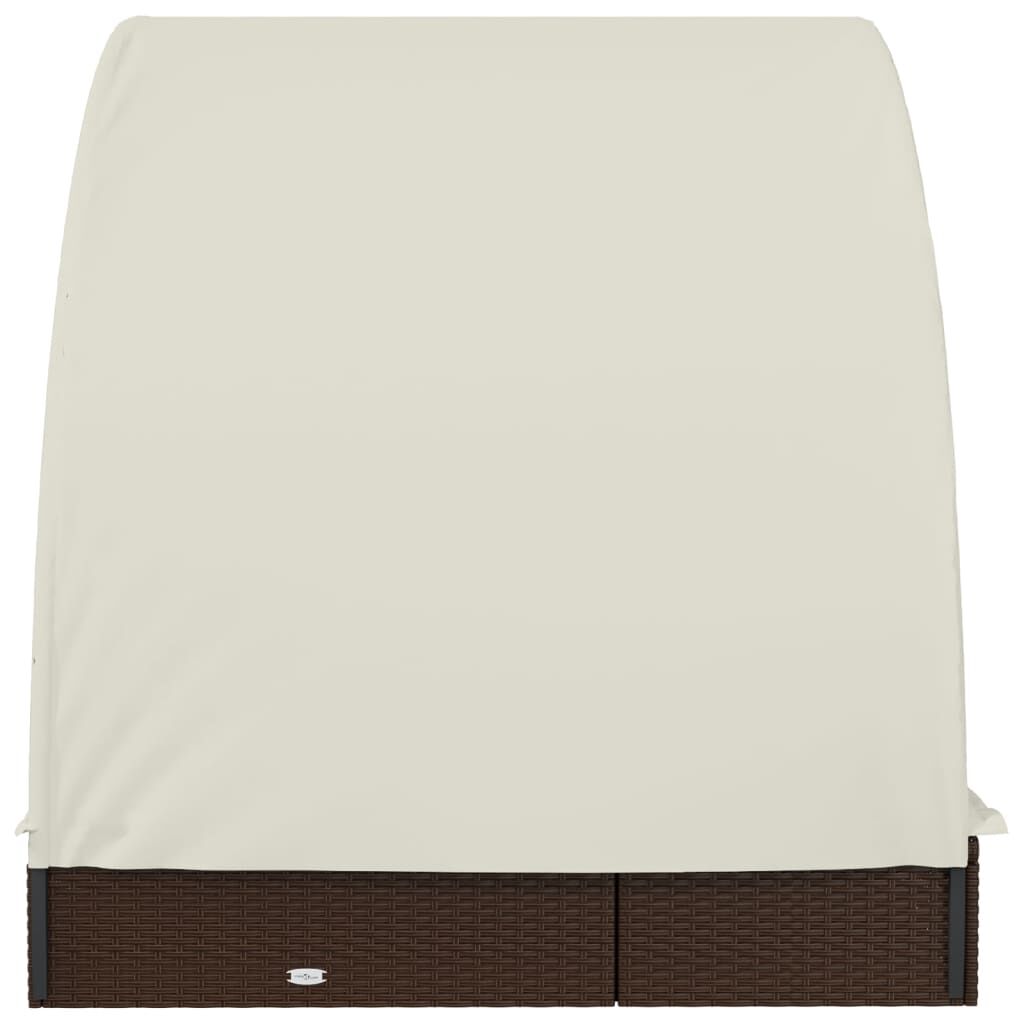 vidaXL 2-Person Sunbed with Round Roof Brown 211x112x140 cm Poly Rattan