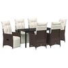 vidaXL Garden Dining Set with Cushion 7 pcs Brown Poly Rattan